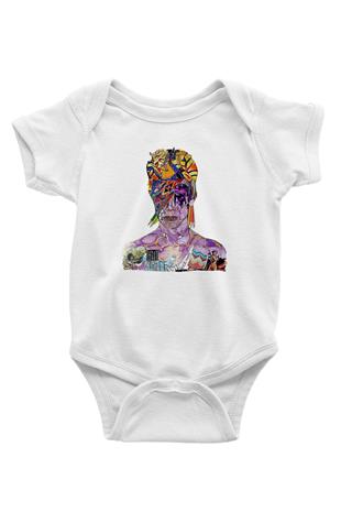 David Bowie Baskılı Beyaz Unisex Bebek Body - Zıbın