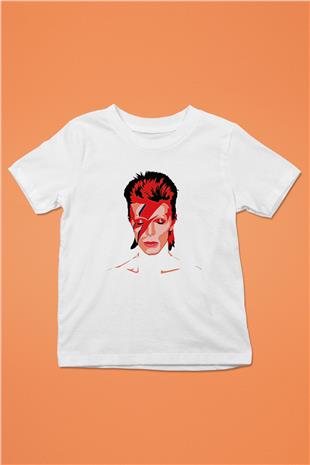 David Bowie Baskılı Beyaz Unisex Beyaz Çocuk Tişört - Tshirt