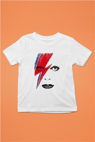 David Bowie Baskılı Beyaz Unisex Beyaz Çocuk Tişört - Tshirt