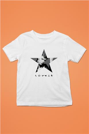 David Bowie Baskılı Beyaz Unisex Beyaz Çocuk Tişört - Tshirt