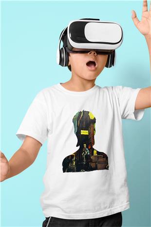 David Bowie Baskılı Beyaz Unisex Beyaz Çocuk Tişört - Tshirt