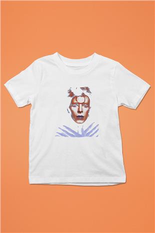 David Bowie Baskılı Beyaz Unisex Beyaz Çocuk Tişört - Tshirt