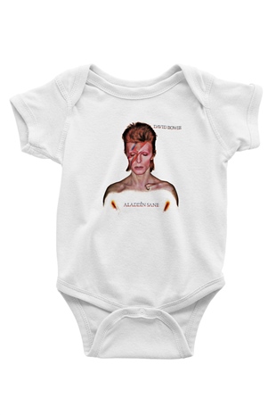 David Bowie Baskılı Unisex Beyaz Bebek Body - Zıbın