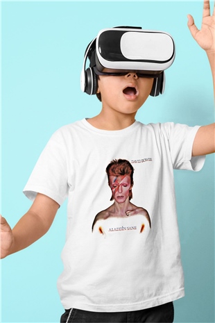 David Bowie Baskılı Unisex Beyaz Çocuk Tişört