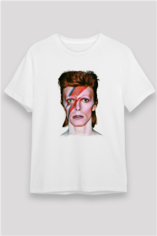 David Bowie Baskılı Unisex Beyaz Tişört