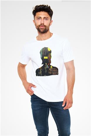 David Bowie Baskılı Unisex Beyaz Tişört - Tshirt
