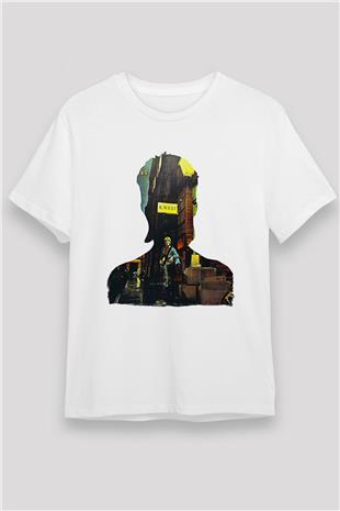 David Bowie Baskılı Unisex Beyaz Tişört - Tshirt