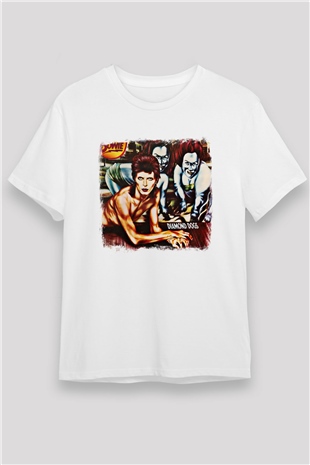 David Bowie Baskılı Unisex Beyaz Tişört