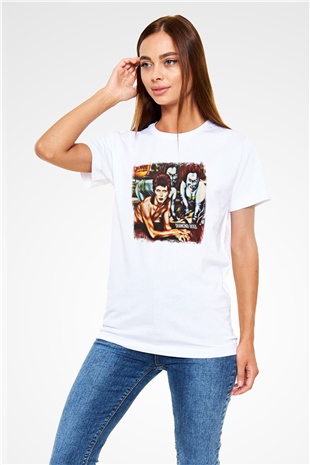 David Bowie Baskılı Unisex Beyaz Tişört