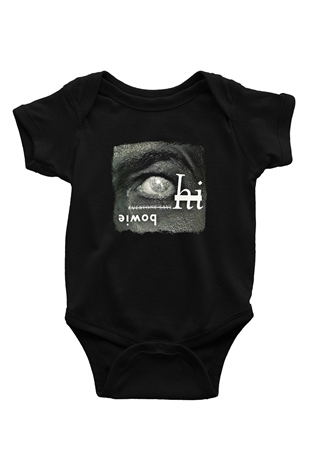 David Bowie Baskılı Unisex Siyah Bebek Body - Zıbın