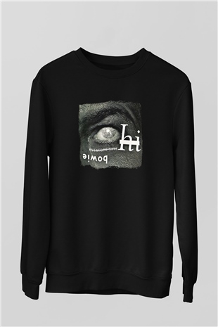 David Bowie Baskılı Unisex Siyah Sweatshirt