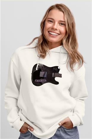 David Gilmour Baskılı Beyaz Unisex Kapüşonlu Sweatshirt