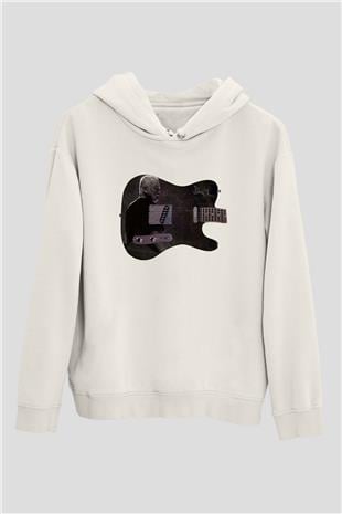 David Gilmour Baskılı Beyaz Unisex Kapüşonlu Sweatshirt