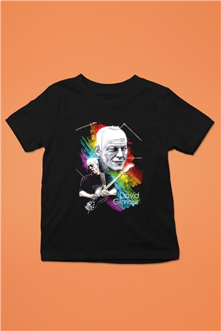 David Gilmour Baskılı Unisex Siyah Çocuk Tişört - Tshirt