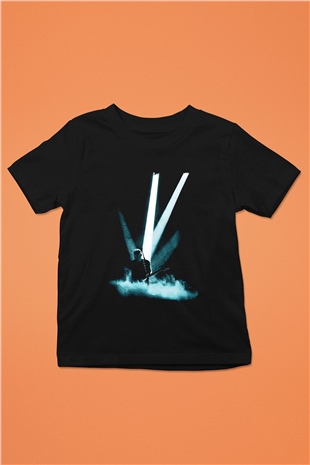 David Gilmour Baskılı Unisex Siyah Çocuk Tişört - Tshirt