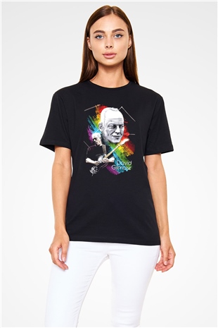 David Gilmour Baskılı Unisex Siyah Tişört - Tshirt