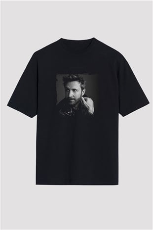 David Guetta Baskılı Unisex Oversize Siyah Tişört