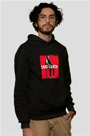 David Guetta Baskılı Unisex Siyah Hoodie