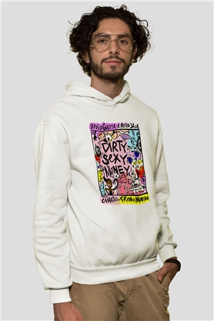 David Guetta Beyaz Unisex Kapüşonlu Sweatshirt