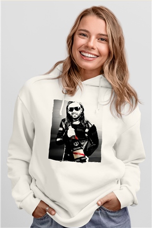 David Guetta Beyaz Unisex Kapüşonlu Sweatshirt