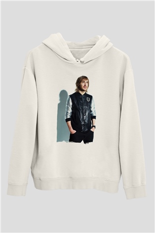 David Guetta Beyaz Unisex Kapüşonlu Sweatshirt