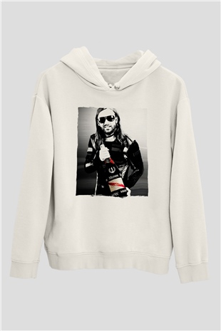 David Guetta Beyaz Unisex Kapüşonlu Sweatshirt