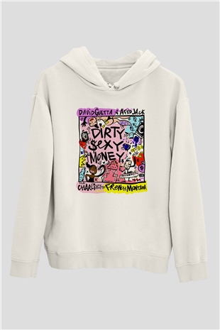 David Guetta Beyaz Unisex Kapüşonlu Sweatshirt
