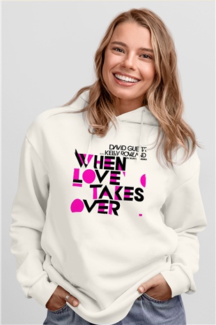 David Guetta Beyaz Unisex Kapüşonlu Sweatshirt