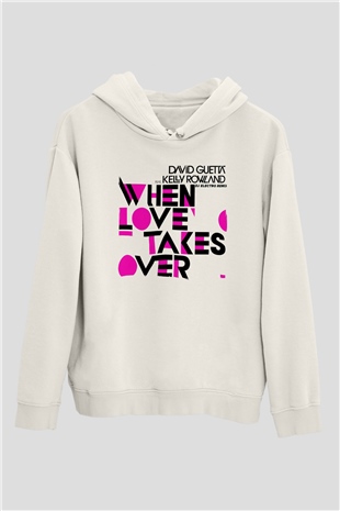 David Guetta Beyaz Unisex Kapüşonlu Sweatshirt