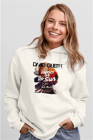 David Guetta Beyaz Unisex Kapüşonlu Sweatshirt