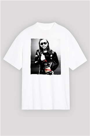 David Guetta Beyaz Oversize Tişört Oversize T-shirt - TişörtFabrikası
