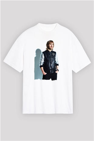 David Guetta Beyaz Oversize Tişört Oversize T-shirt - TişörtFabrikası