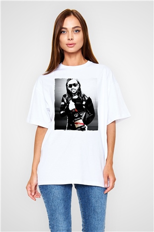 David Guetta Beyaz Oversize Tişört Oversize T-shirt - TişörtFabrikası