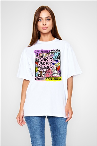 David Guetta Beyaz Oversize Tişört Oversize T-shirt - TişörtFabrikası