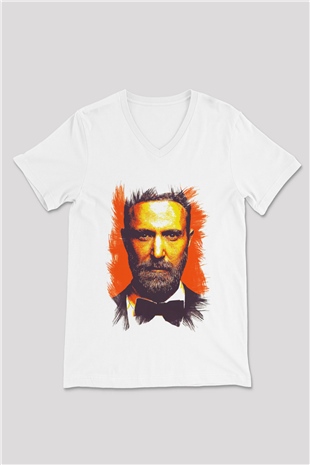 David Guetta Beyaz Unisex V Yaka Tişört