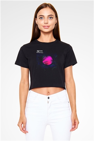David Guetta Siyah  Crop Top Tişört