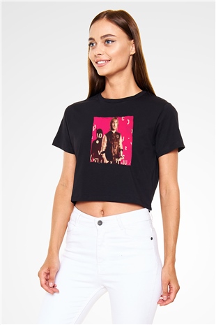 David Guetta Siyah  Crop Top Tişört