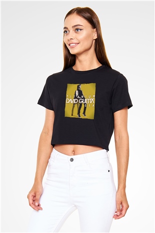 David Guetta Siyah  Crop Top Tişört