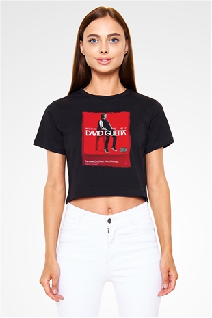 David Guetta Siyah  Crop Top Tişört