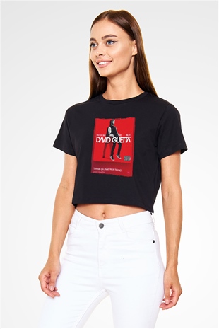 David Guetta Siyah  Crop Top Tişört