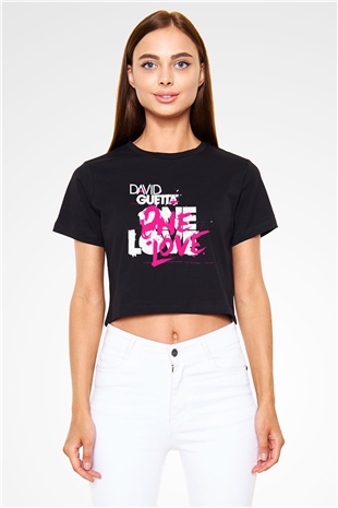 David Guetta Siyah Crop Top Tişört