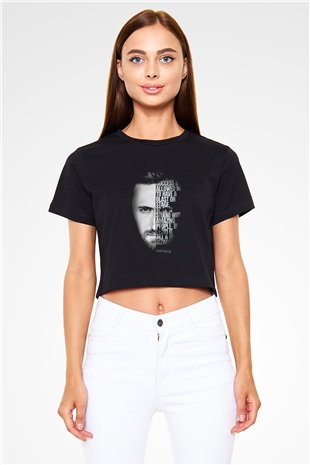 David Guetta Siyah  Crop Top Tişört