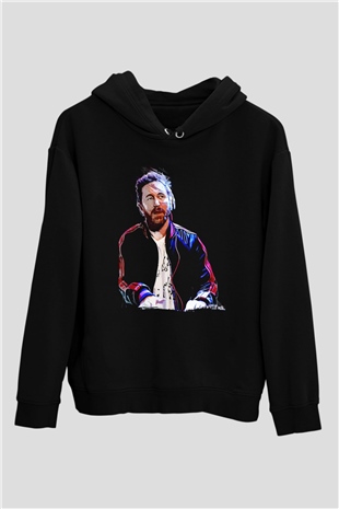 David Guetta Siyah Unisex Kapüşonlu Sweatshirt