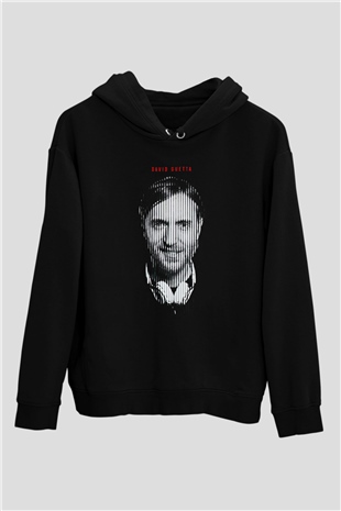 David Guetta Siyah Unisex Kapüşonlu Sweatshirt