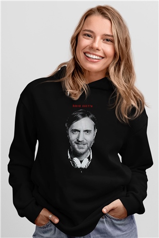 David Guetta Siyah Unisex Kapüşonlu Sweatshirt