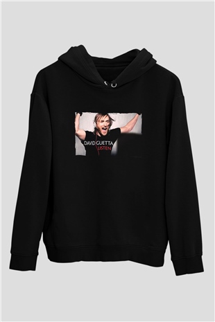 David Guetta Siyah Unisex Kapüşonlu Sweatshirt