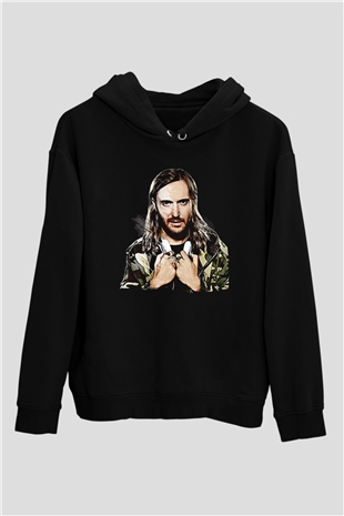 David Guetta Siyah Unisex Kapüşonlu Sweatshirt