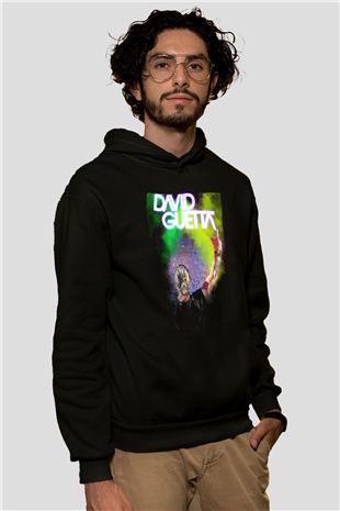 David Guetta Siyah Unisex Kapüşonlu Sweatshirt