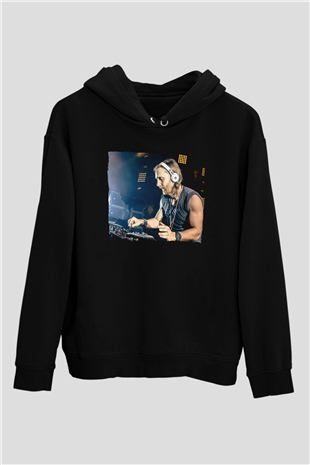 David Guetta Siyah Unisex Kapüşonlu Sweatshirt