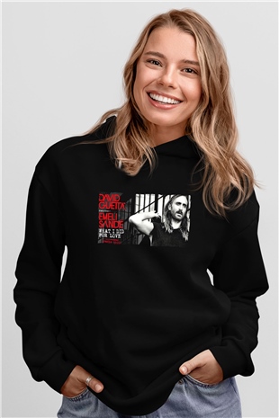 David Guetta Siyah Unisex Kapüşonlu Sweatshirt